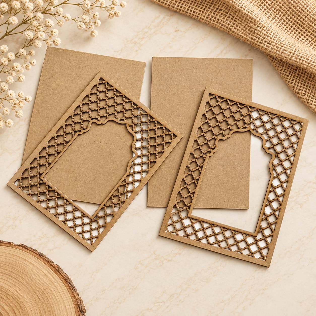 Red Club Premium 8 x 6 Inch Laser Cut MDF Islamic Arch Jharokha with Plain Back Board DIY Wedding & Nikah Invitation Holder | Ramadan & Eid Craft Frame Unfinished MDF Wooden Decorative Frame PACK 20-image-17