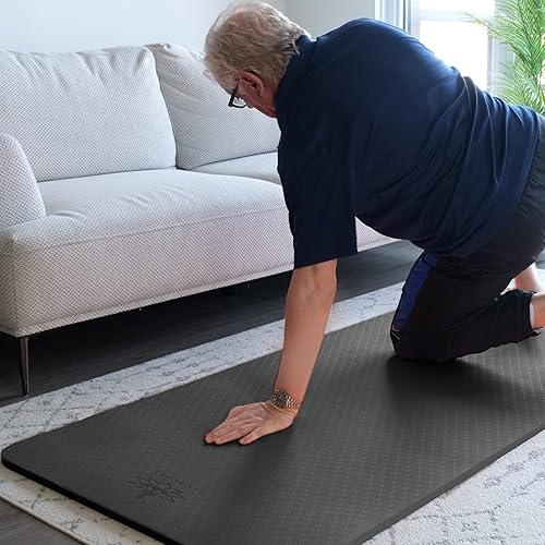 Miniatura 2 de Hatha Yoga Alfombrilla de yoga TPE de 45 pulgadas, tamaño grande, 72 pulgadas de largo x 32 pulgadas de ancho, antideslizante, antidesgarros, para