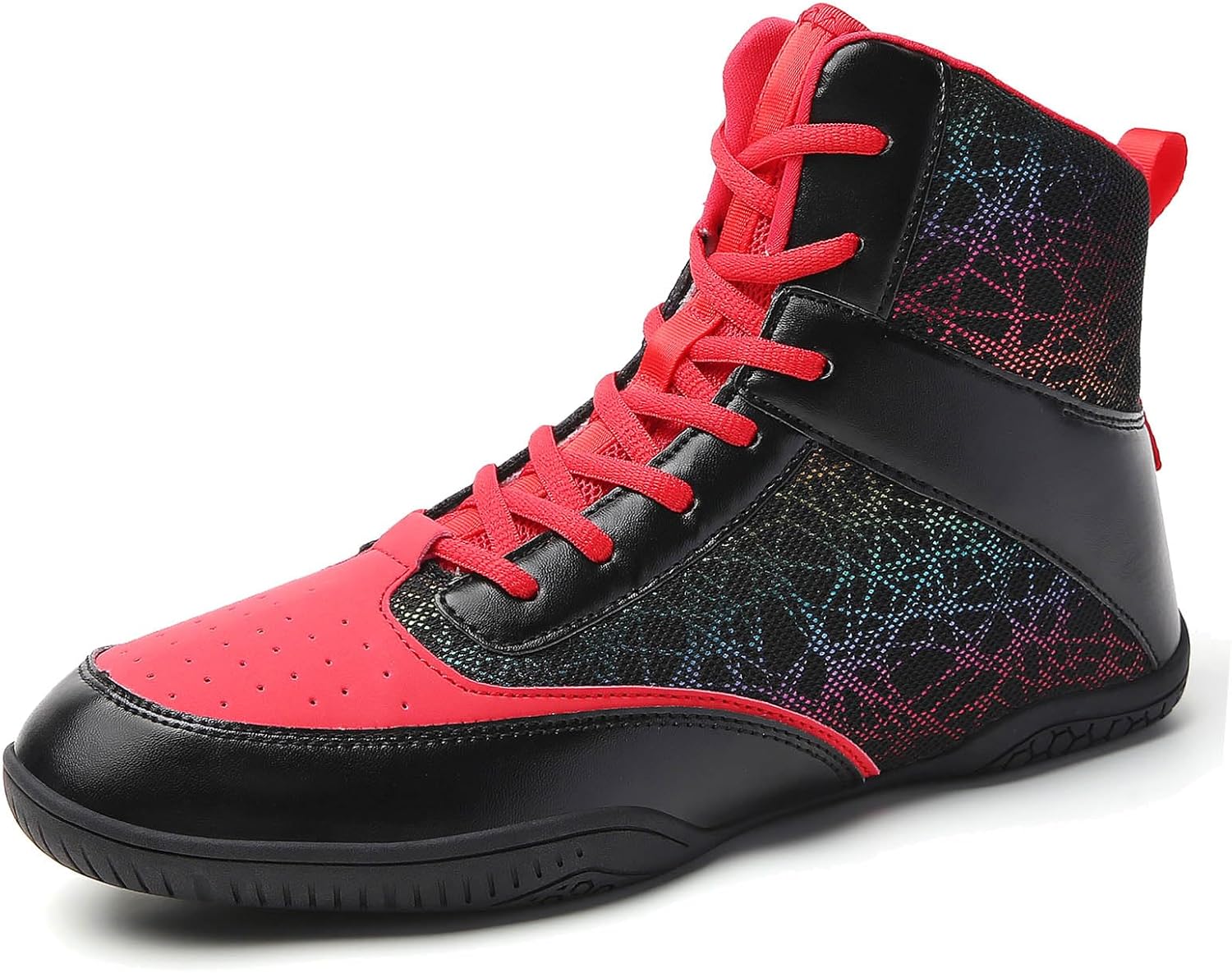 Mens Wrestling Boxing Shoes Lightweight Non-Slip Sole Breathable High Top Sneakers for Boxing Weightlifting Training