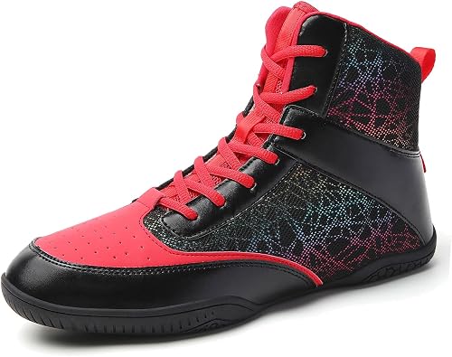 Mens Wrestling Boxing Shoes Lightweight Non-Slip Sole Breathable High Top Sneakers for Boxing Weightlifting Training