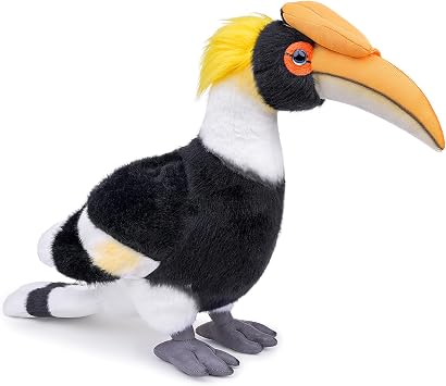 Double Horned Hornbill Plush Toy - Realistic Hornbill Stuffed Animals, Lifelike Animal Plushie Figure as Gift for Your Friends