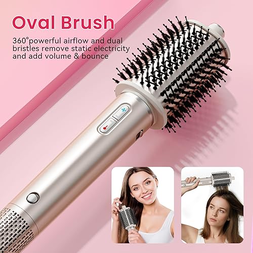 Miniatura 2 de Cepillo secador de pelo de 1400 W - Estilizador redondo de aire caliente con alta velocidad para soplar y peinar el cabello