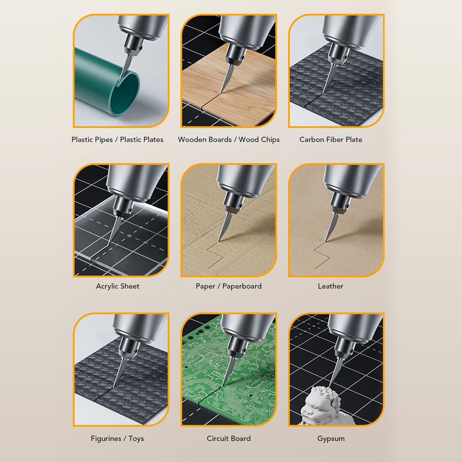 Fafeicy Ultraschallschneider, 40 KHz, 40 W, Intelligente Temperaturregelung, Kabelloses Schneidwerkzeug für Kunststoff-Leiterplatten, Kohlefaser-Handwerker, Bastler (EU-Stecker)