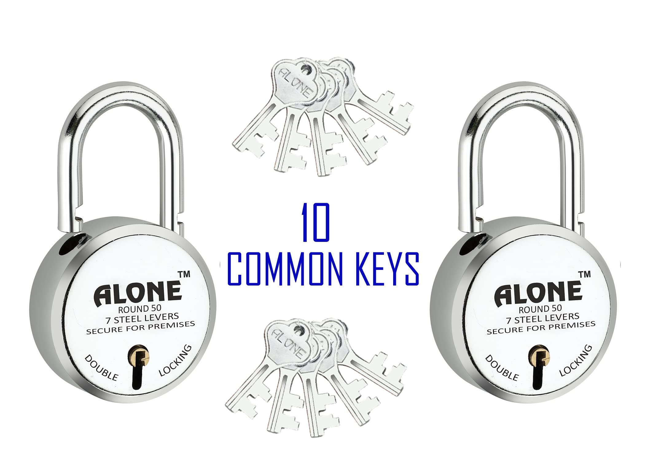 Alone Padlocks Small Size 50mm 6 Keys Lock | Hard Shackle Double Locking | Lock and Keys for Home Door Gate Shop Shutter Office, Chrome Finish Rust Resistance | Made in India (Pack of 01) — Amazon image 32