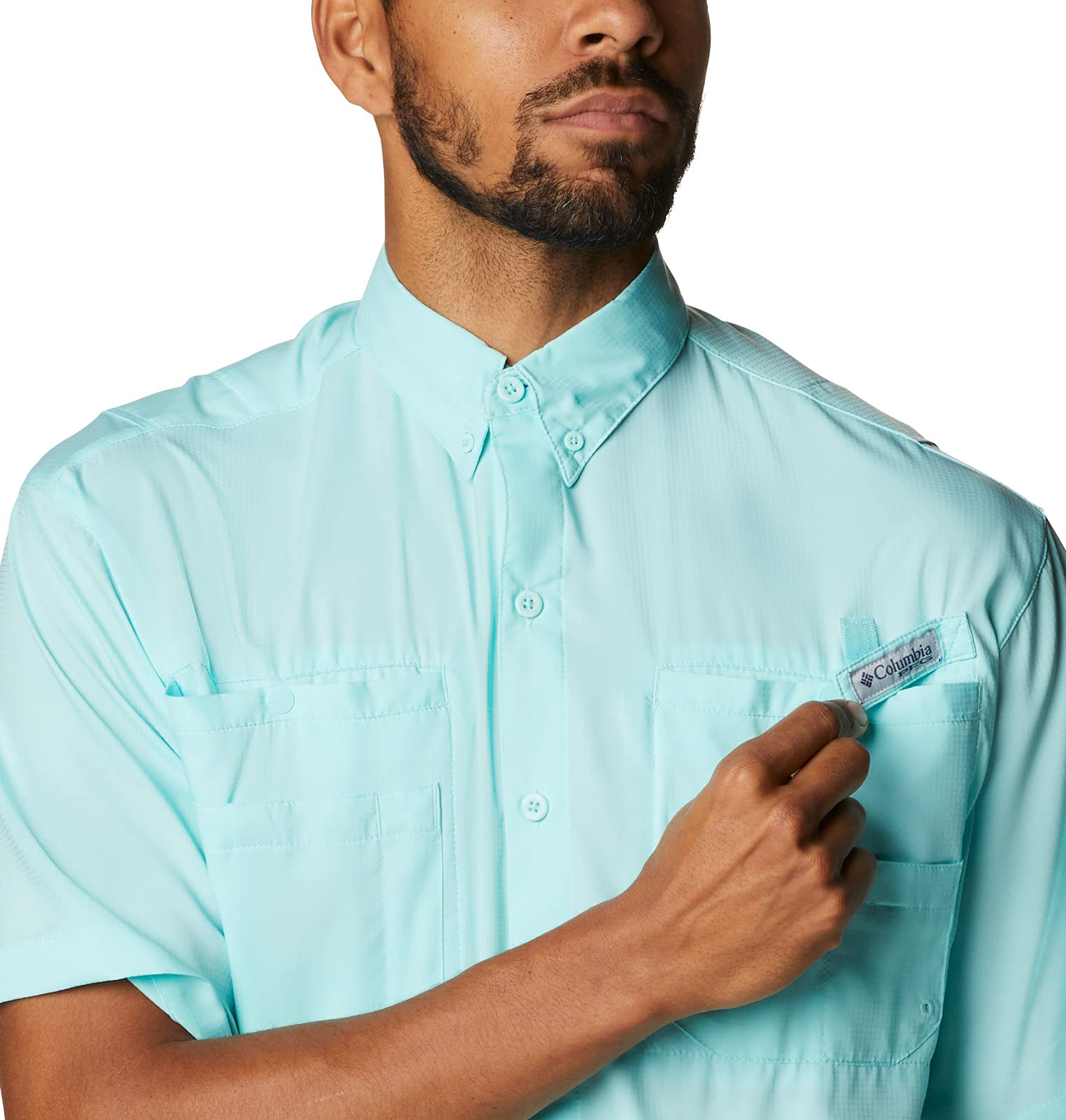 Columbia Tamiami II Kurzarmhemd für Herren, Gulf Stream/Realtree Edge, Klein