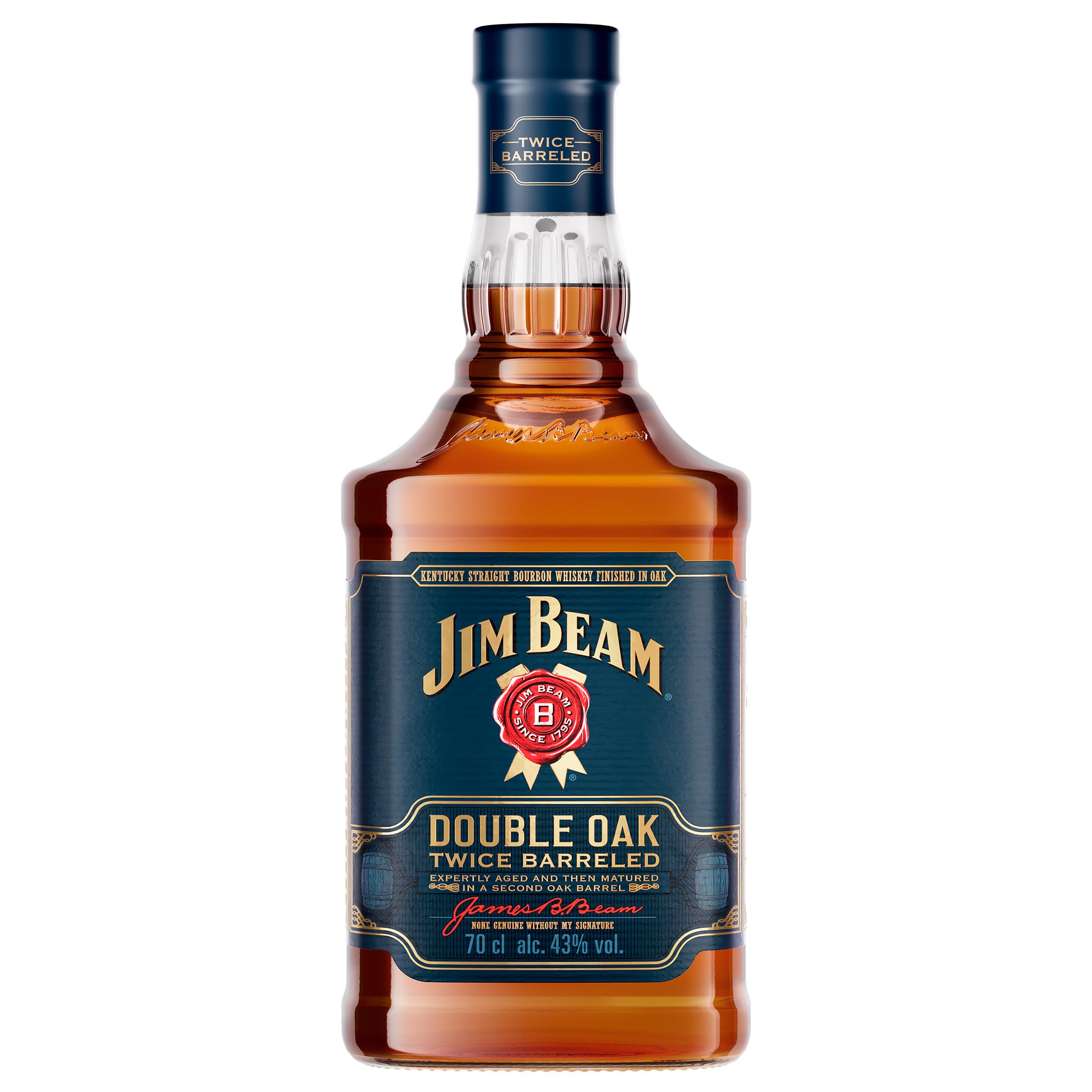 Jim Beam Double Oak | Twice Barreled Bourbon Whiskey | zweifach gereift in ausgeflammten Weißeichenfässern | 43% Vol. | 700ml