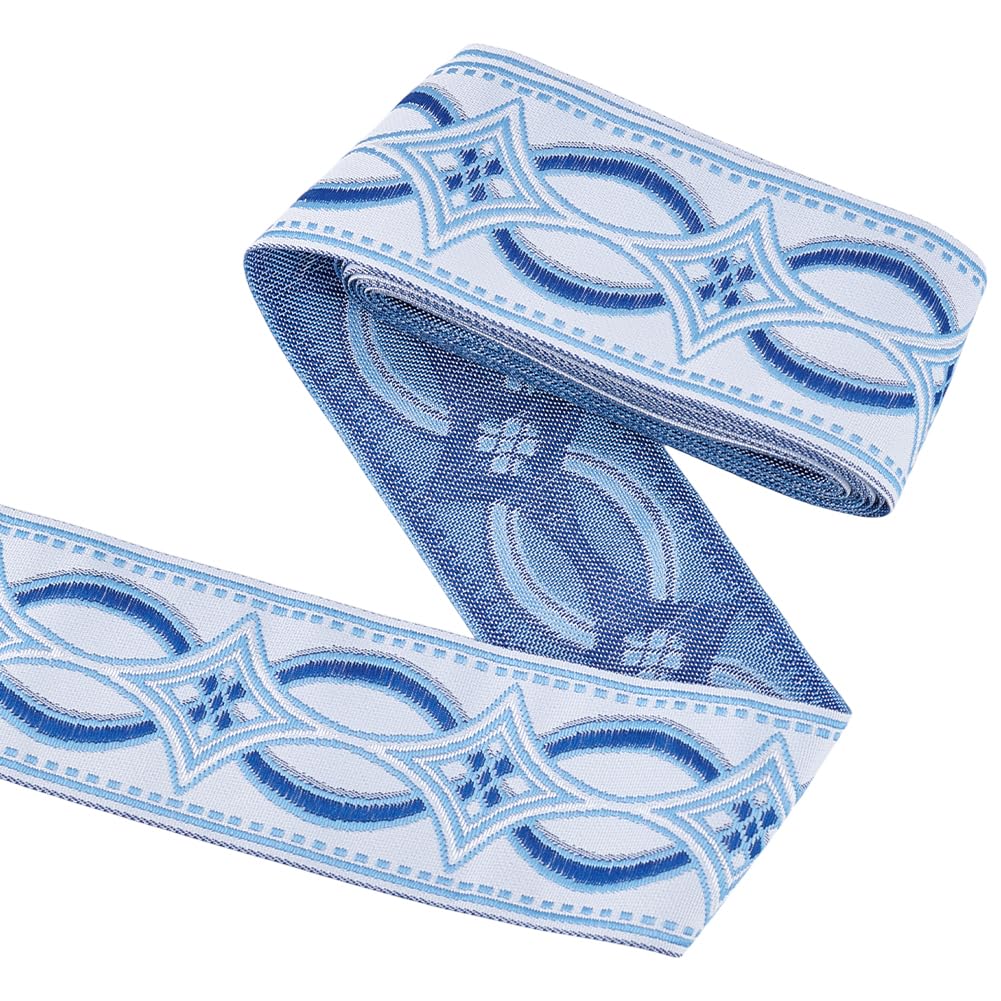 bluelea Back ribbon jacquard top ブルレア Amazon.com: MAYJOYDIY Blue Jacquard Ribbon Trim 5.5 Yards×2 inch