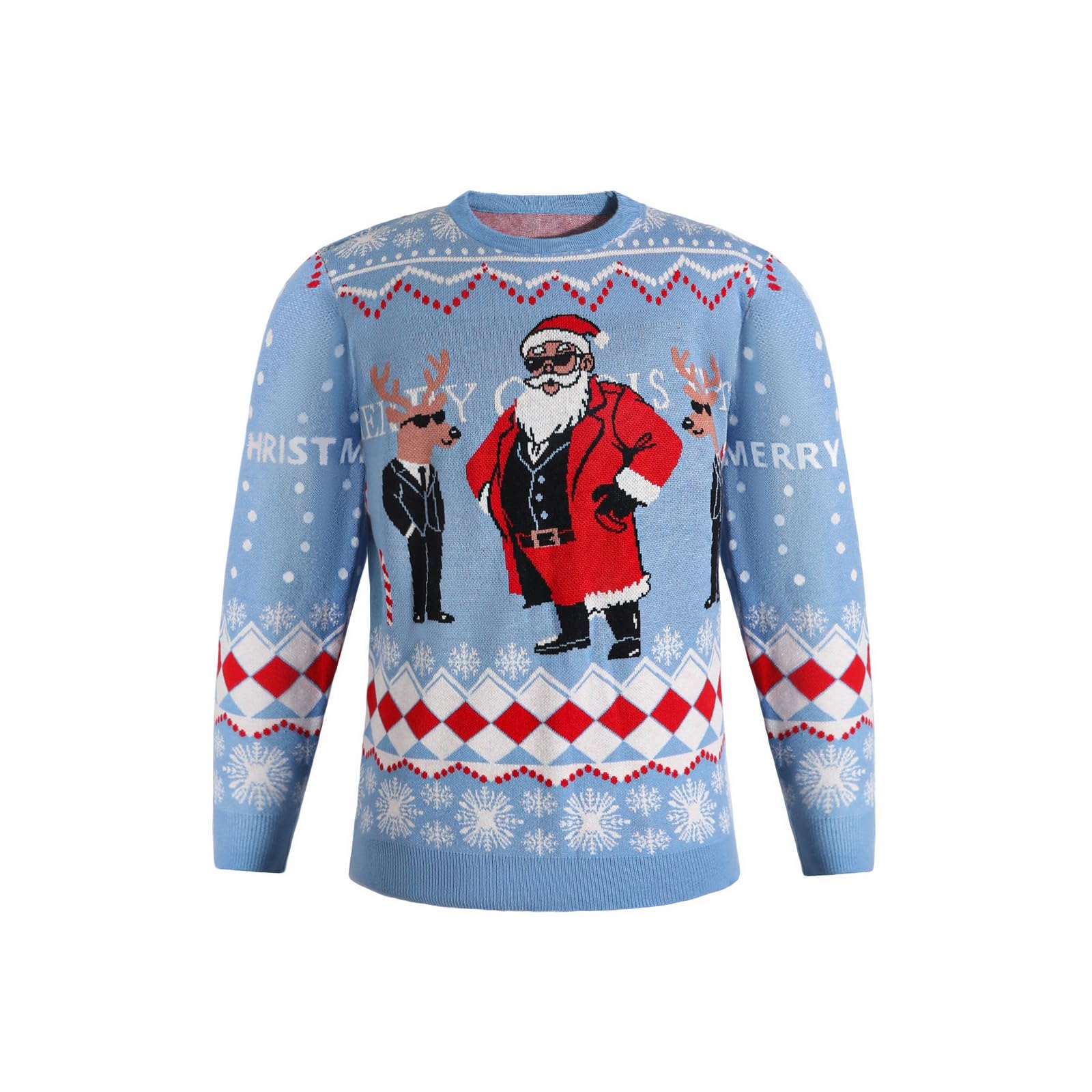 Suéter navideño para Hombre, Feo, de Punto, con Cuello Redondo y Mangas largas para Fiestas navideñas (L)
