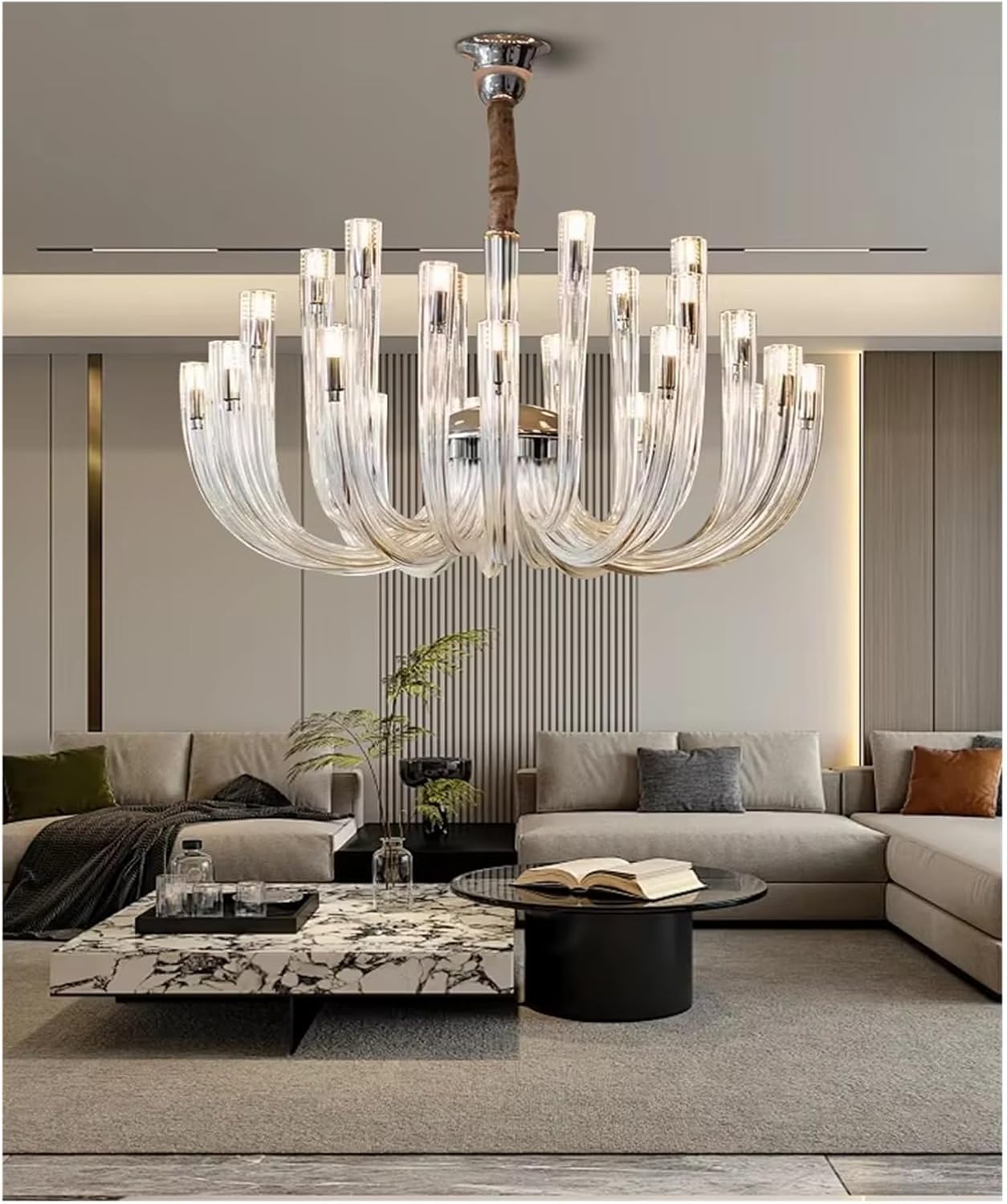 Curved Glass Ceiling Chandelier Led Home Decoration Living Room Dining Room Luxury Candle Hanging Lamp,Indoor Illumination