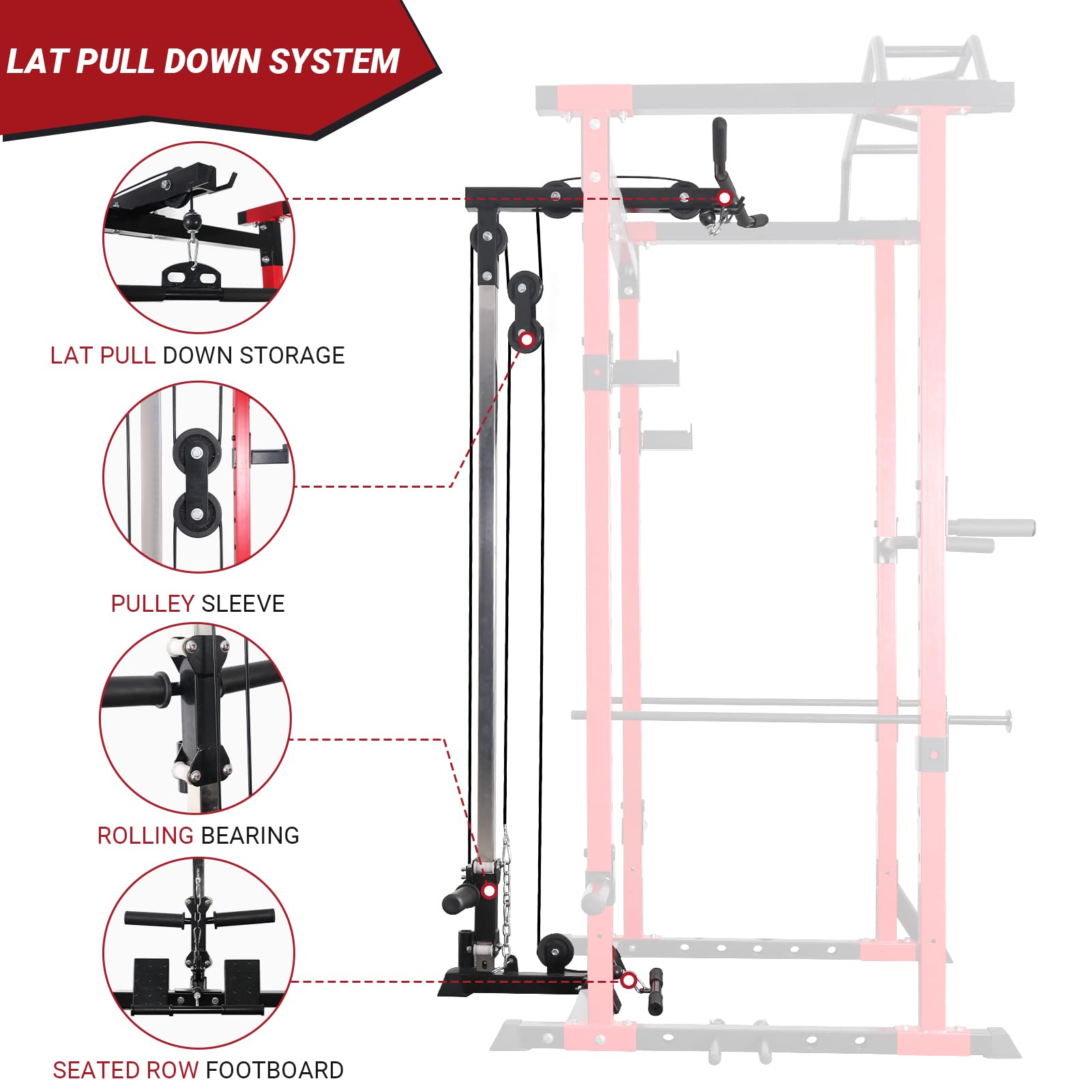 ER KANG Power Cage with LAT Pulldown System, 1200LB Capacity Weight