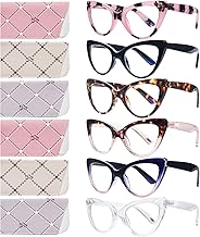 6 Pack Fashion Cat Eye Reading Glasses for Women Blue Light Blocking Oversized Spring Hinges Computer Readers