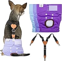 Vista 1 de CuteBone Pañales para perras, paquete de 3 pañales reutilizables para perras con un tirante para perros pequeños, medianos y grandes, BDD01L