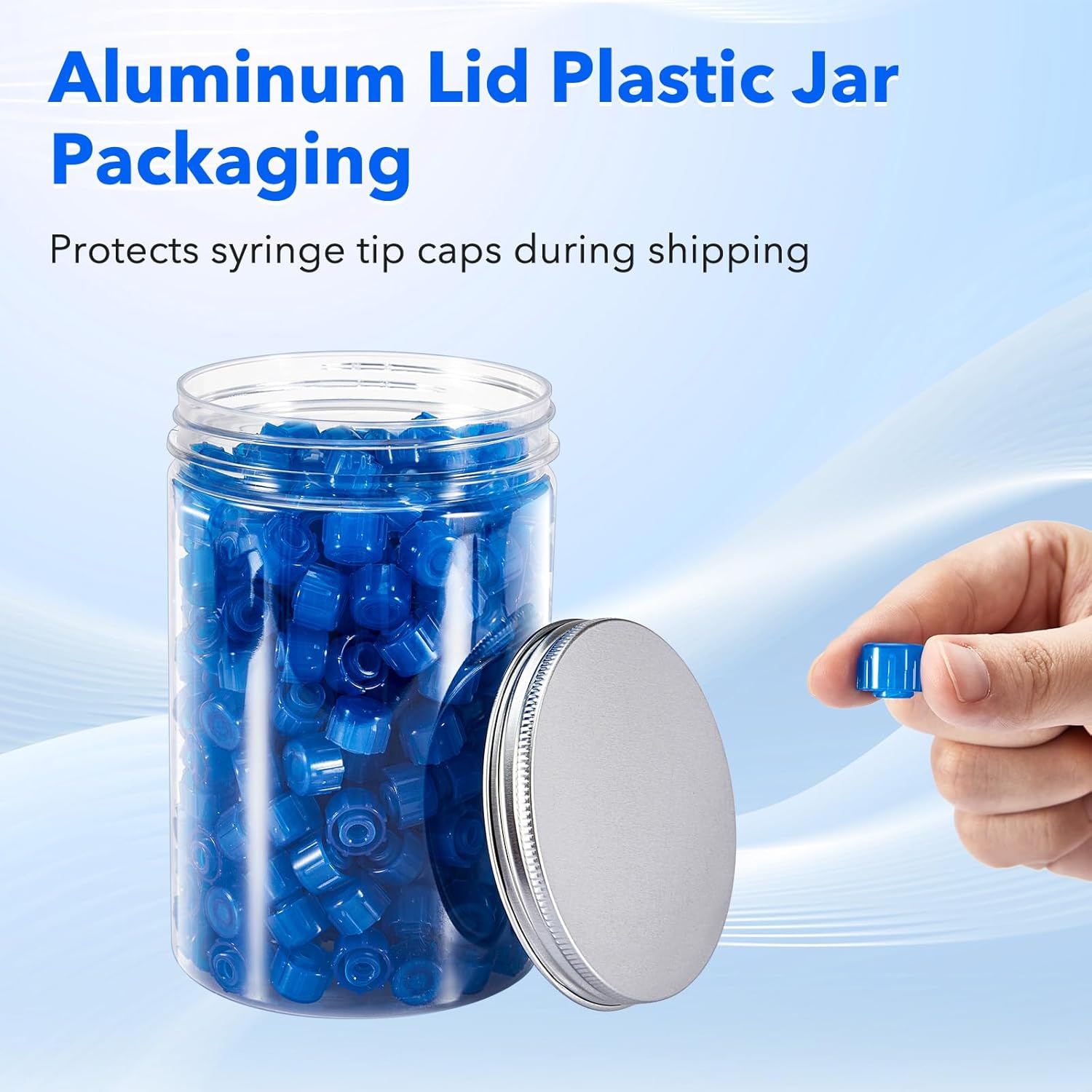 FOUR E'S SCIENTIFIC 300 pcs Syringe Tip Caps Blue