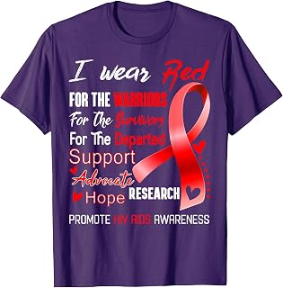 I Wear Red For Hiv Aids Awareness T-Shirt