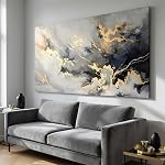Wall Art Abstract Seascape Ocean Artwork Black and White Art Canvas Prints for Living Room Bedroom Dining Room Home Office Decor 20"x40"(50CMx100CM)