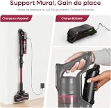 FAMIVAC FV3 Lilas Aspirateur Balai sans Fil 60KPa/50Min/120㎡, Tube Pliable, Autoportant à Brosse Anti-Enchevêtrement, Lumière Verte, Aspirateur à Main Puissant pour Sol - 11