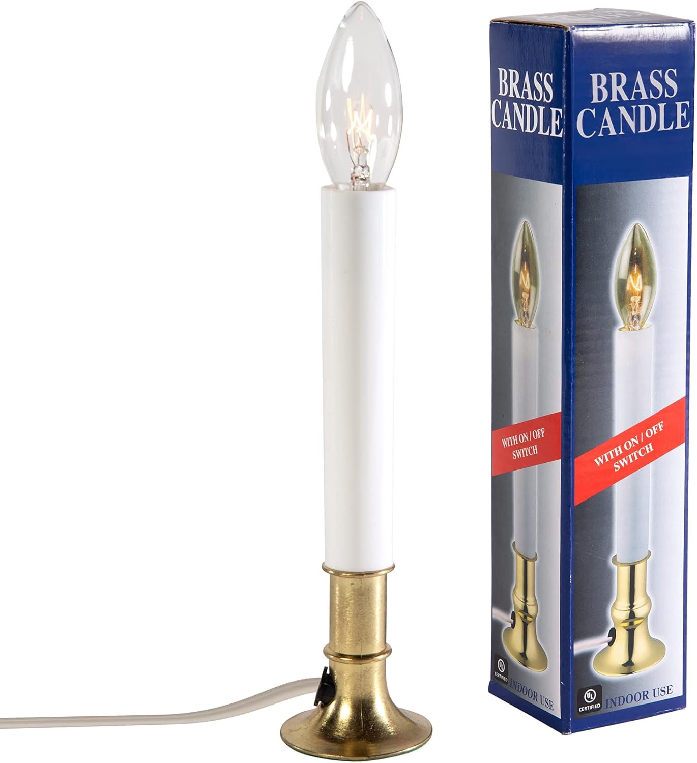 Creative Hobbies® Pack of 6 Electric Window Candle with On/Off Switch, Incandescent Light Bulb, Brass Plated Base, Ready to Use (Original)