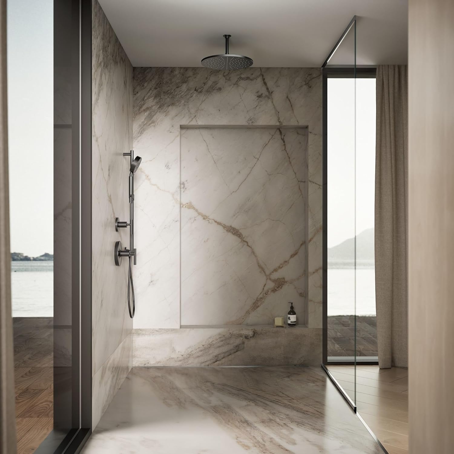 Contemporary 14" Round 2.5 GPM Rainhead with Katalyst Air-Induction Spray Technology