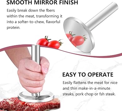Meat Tenderizer Hammer, Meat Pounder Tenderizer Meat Pounder Flattener Kitchen Mallet Stainless Steel Meat Loosening Hammer Multifunctional Thickened and Weighted Chicken Tenderizer