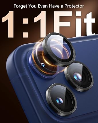 EZ-GLAZ for iPhone 17 Pro Max/17 Pro Camera Lens Protector, Black