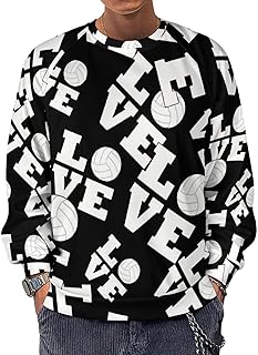 Love Volleyball Men's Sweatshirts Basic Crew Neck Long Sleeve Pullover Sweater Tees Tops
