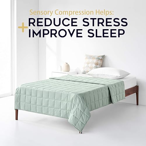 Vista 219 de YnM - Manta con peso para adultos, algodón pesado, perlas de vidrio refrescantes para usar todo el año, ideal para una persona de 240 libras