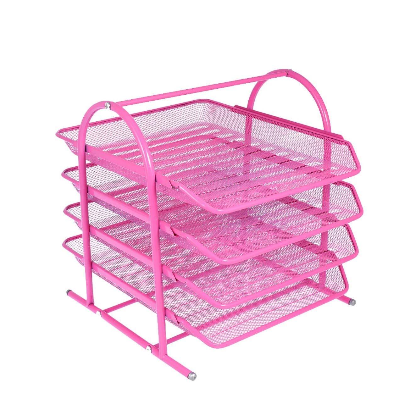Organizador de Archivos de Escritorio de 4 Capas, Hierro Rosa