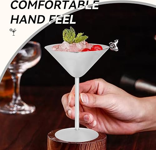 Miniatura 2 de Juego de 2 vasos de Martini de acero inoxidable, vasos de Martini irrompibles, copas de cóctel de metal, copas de champán elegantes copas de cóctel