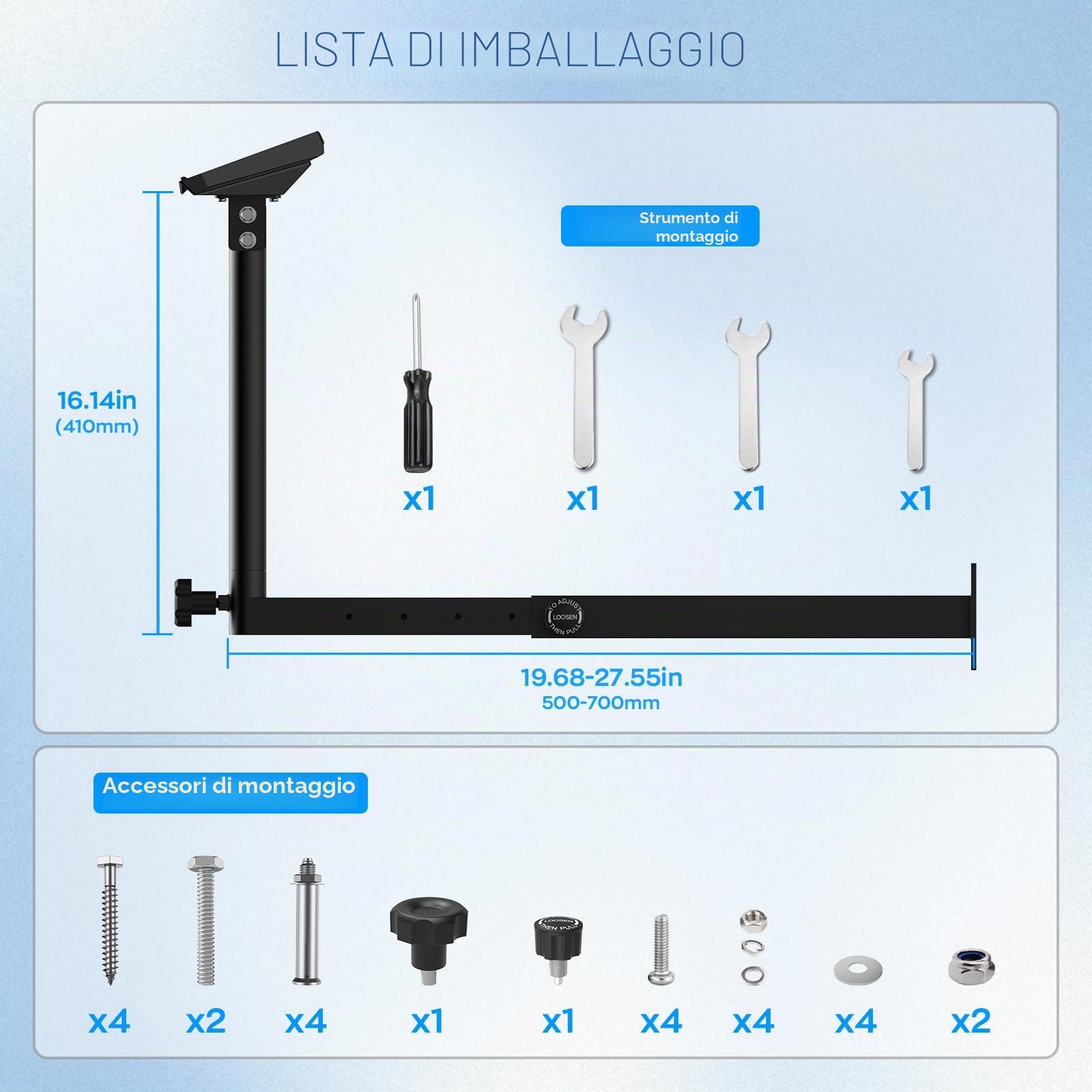 IMAYCC Supporto Starlink Gen 3 Lungo, Scalabile Kit Di Montaggio Starlink V3 Regolabile 360 °con Adattatore per tubo Starlink Gen 3 Parete/Tetto per Internet Starlink Gen 3 Mount