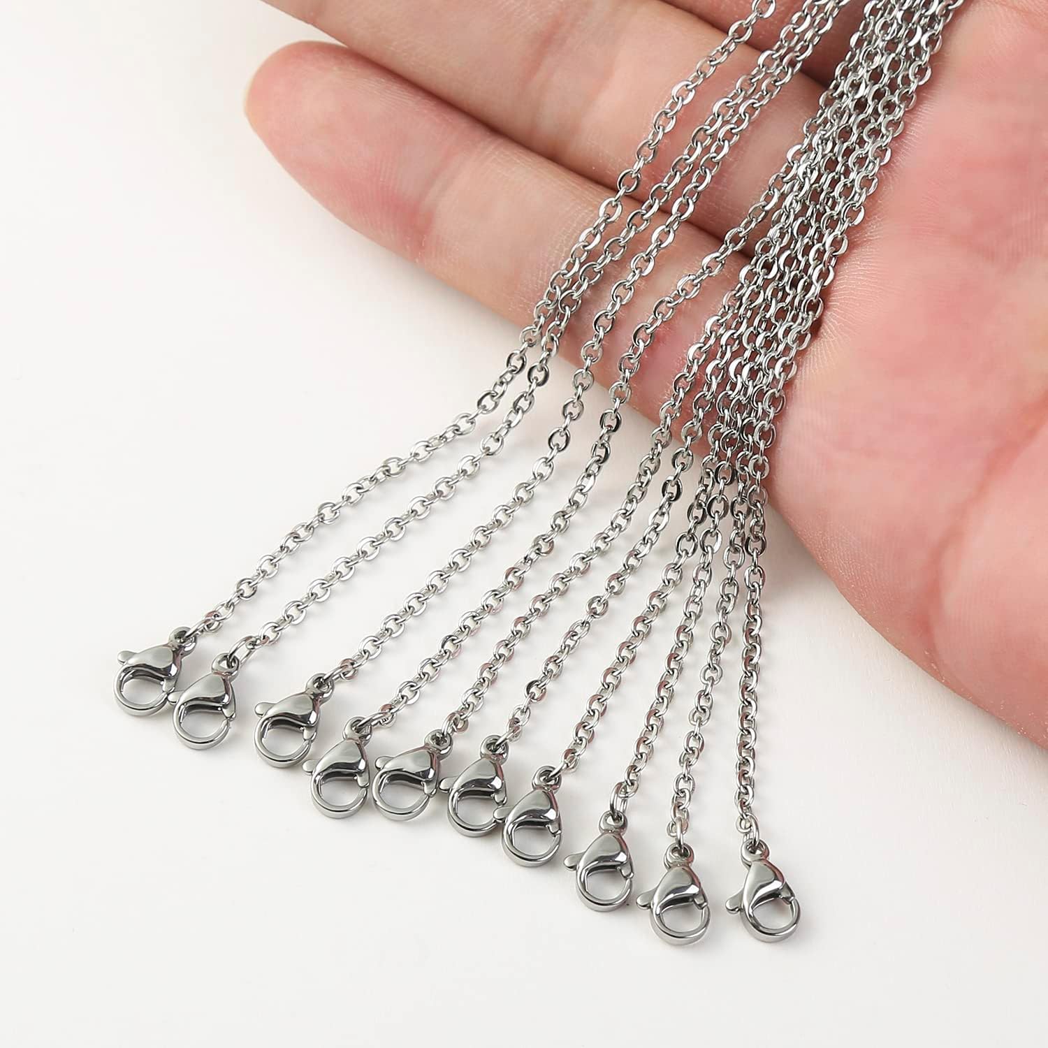 Loprome 32 Pcs 20 Inch Necklace Chains Stainless Steel Link Cable Chain Necklace with Lobster Clasps for DIY Jewelry Making, 2mm - Image 4