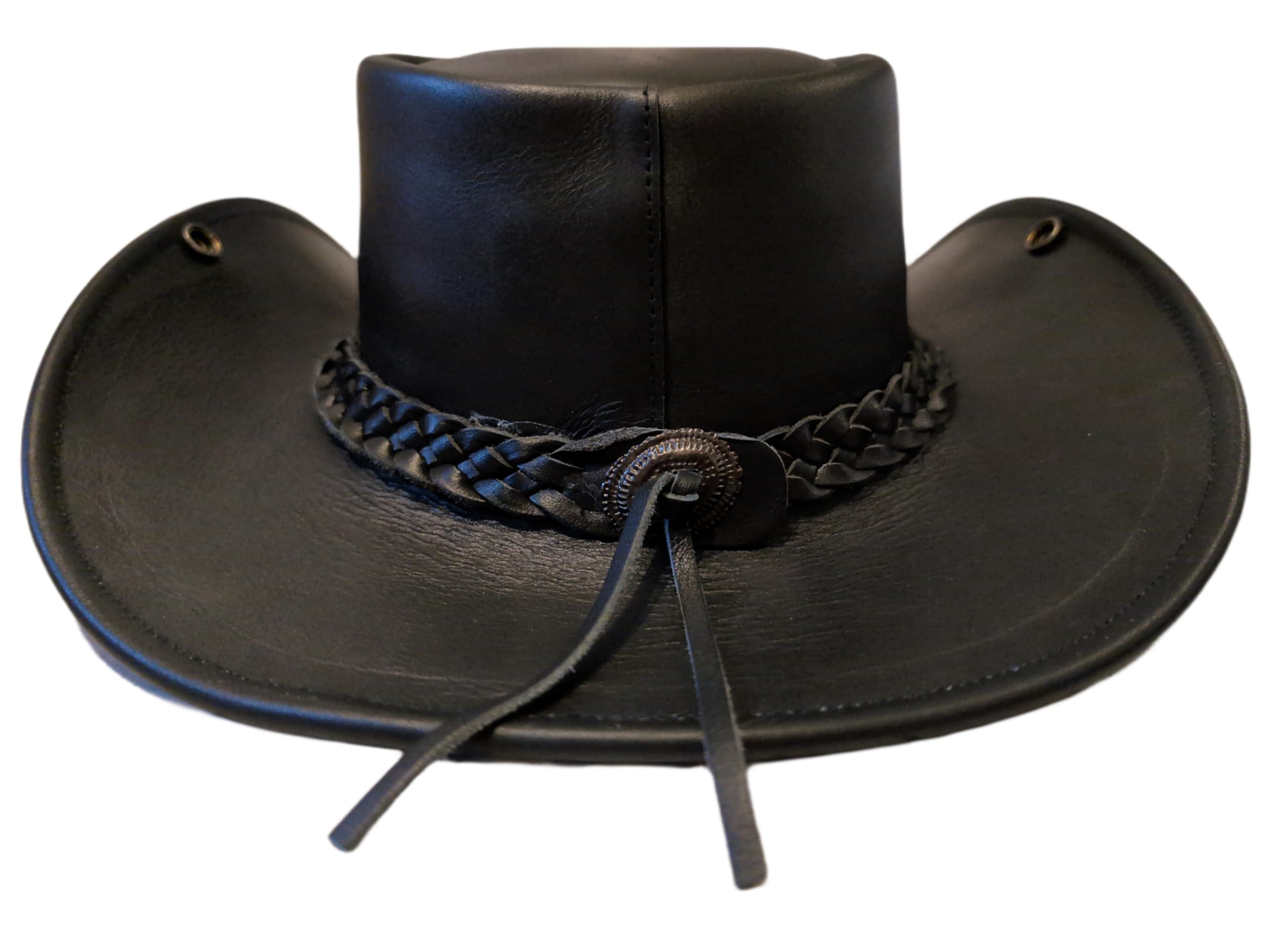 H15 Cowboyhut Skull - Lemmy Style Lederhut für Erwachsene Männer, Outdoor-Enthusiasten, Klassik-Fans in Braun, One Size, Large, Wasser abweisend, Klassisch mit modernem Einfluss, Cowboy Hut