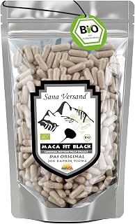 Maca Fit Kapseln Black 300 BIO Pulver Original aus Peru | Junin Bombon Zertifiziert, Reine schwarze Maca-Wurzel, Ohne Zusatzstoffe, Vegan, Gluten- und Laktosefrei