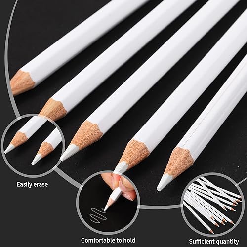 Miniatura 4 de Lápices de tela 24 piezas de rotuladores de vestir blancos, lápices solubles en agua para tela de limpieza de tela para coser lavable lápiz de marca