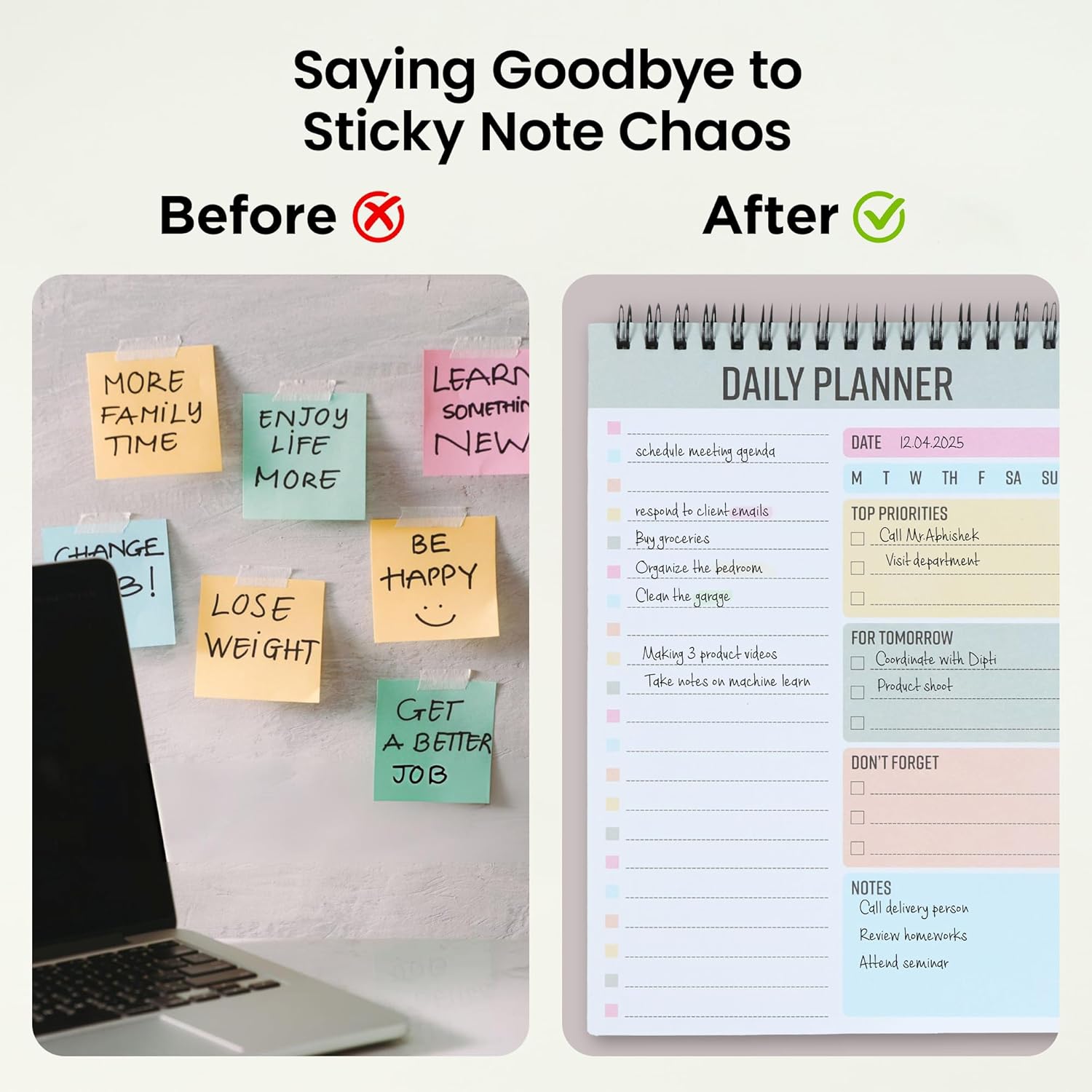 Ultimate Daily Planner - To Do List Notepad with Priority Sections, Task Management,- Perfect for Home, Office, or School -Stay Organized - 60 Spiral Bound Sheets
