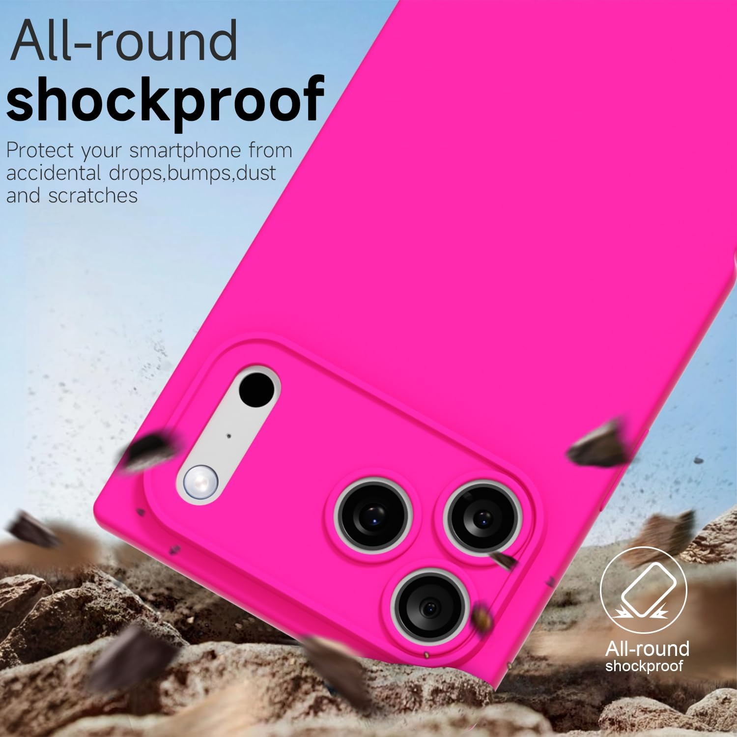 LoeoeL for iPhone 17 Pro Max Case Silicone, Rectangle Edge Cute Y2k Phone Case for Women Girl, Thin Protective Aesthetic Girly Design Soft Rubber with Camera Cover, Neon Hot Pink image 5