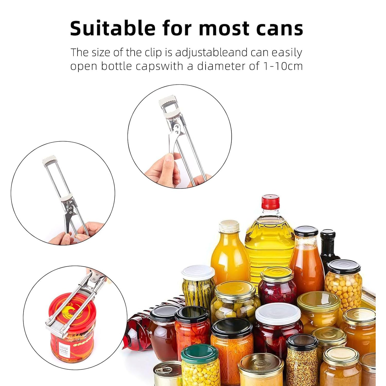 Apriscatole a Mano in Acciaio Inox Regolabile Antiscivolo per Cucina
