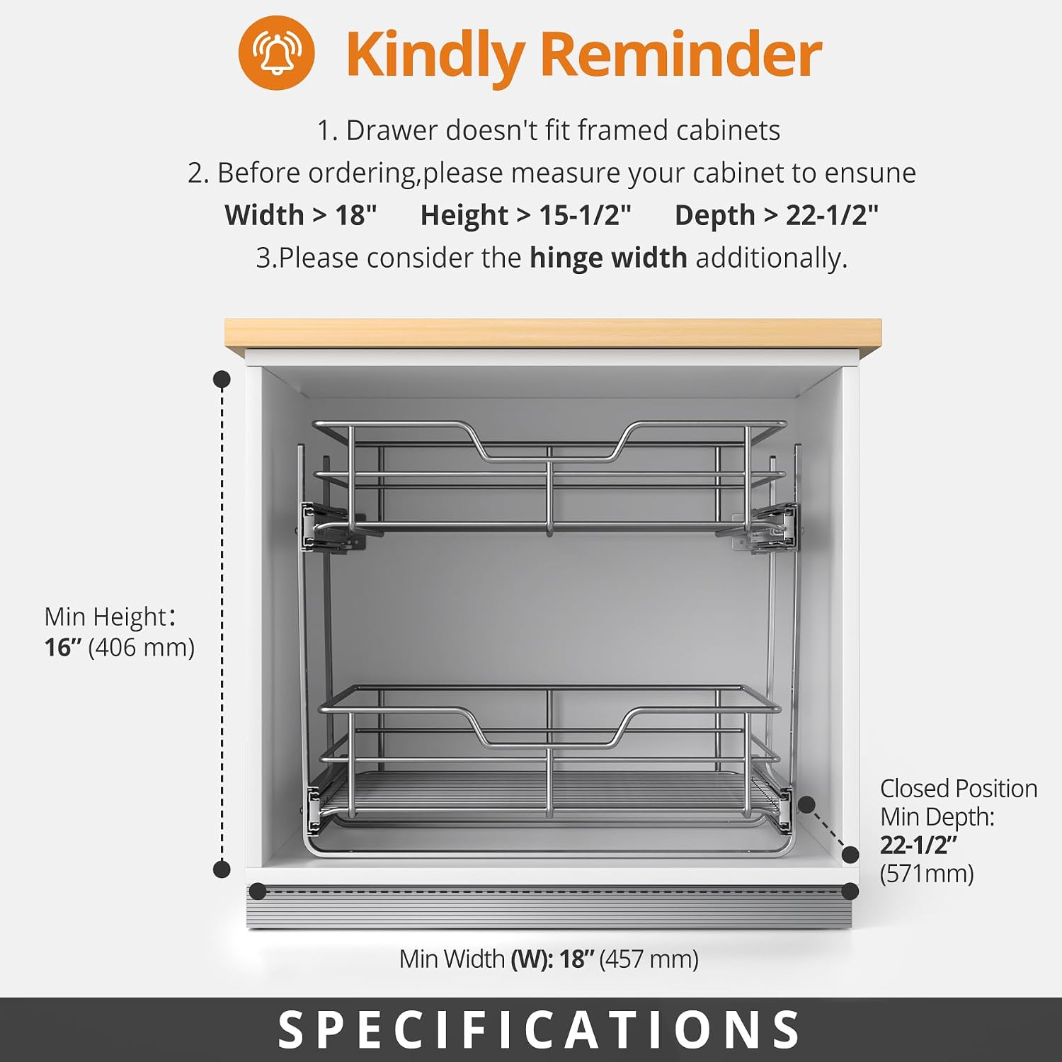 Pull Out Cabinet Organizer,17¾'' Slide Out Kitchen Organizers and Storage image 5