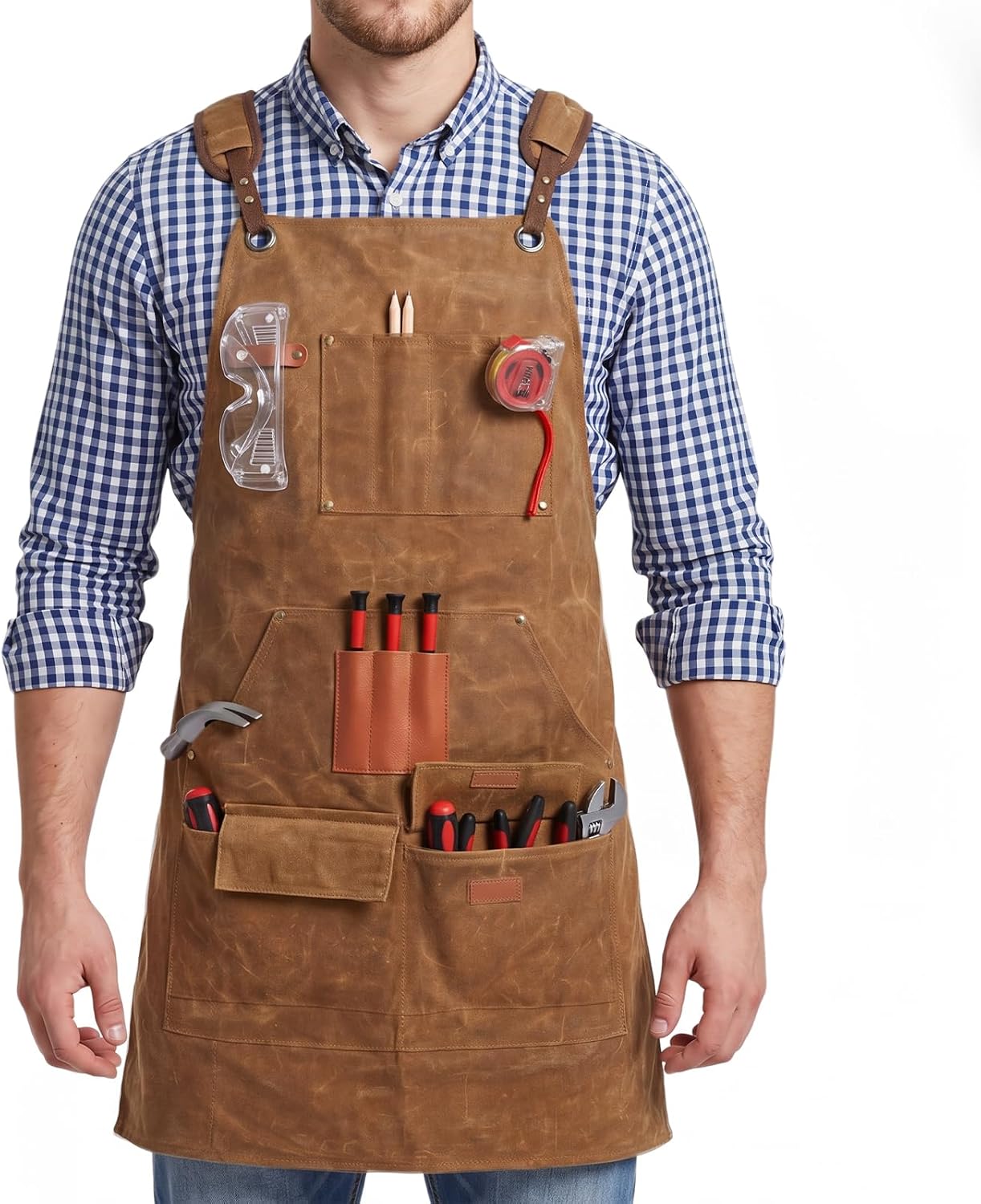 Woodworking Apron for Men, Heavy Duty Shop Apron with 9 Tool Pockets
