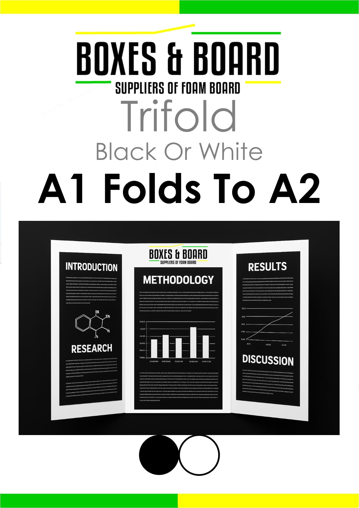 White Tri-Fold Spotlight Foam Presentation Board 840 x 594mm (A1-A2) | Display Board for Artwork, School Projects, Craft & Exhibitions X1