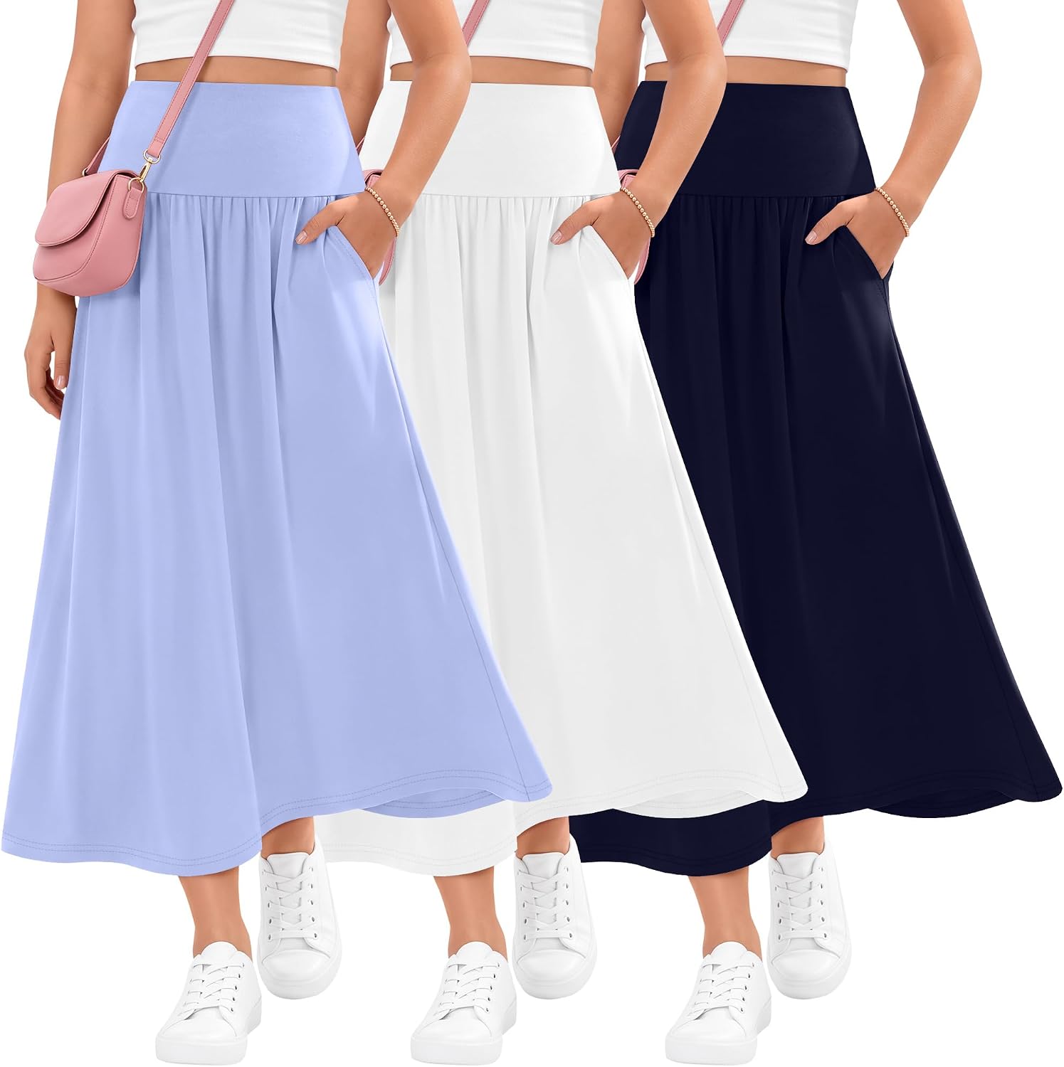 3 Pack Girls' Maxi School Skirts 5-16 Years
