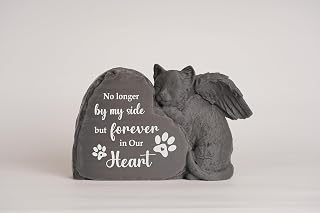 Cat Memorial Gifts for Loss of Cat, Angle Cat Figurine Placed in Outdoor Garden or on Tombstone, Pet Loss Sympathy Gift, Pet Cats Memorial Stone
