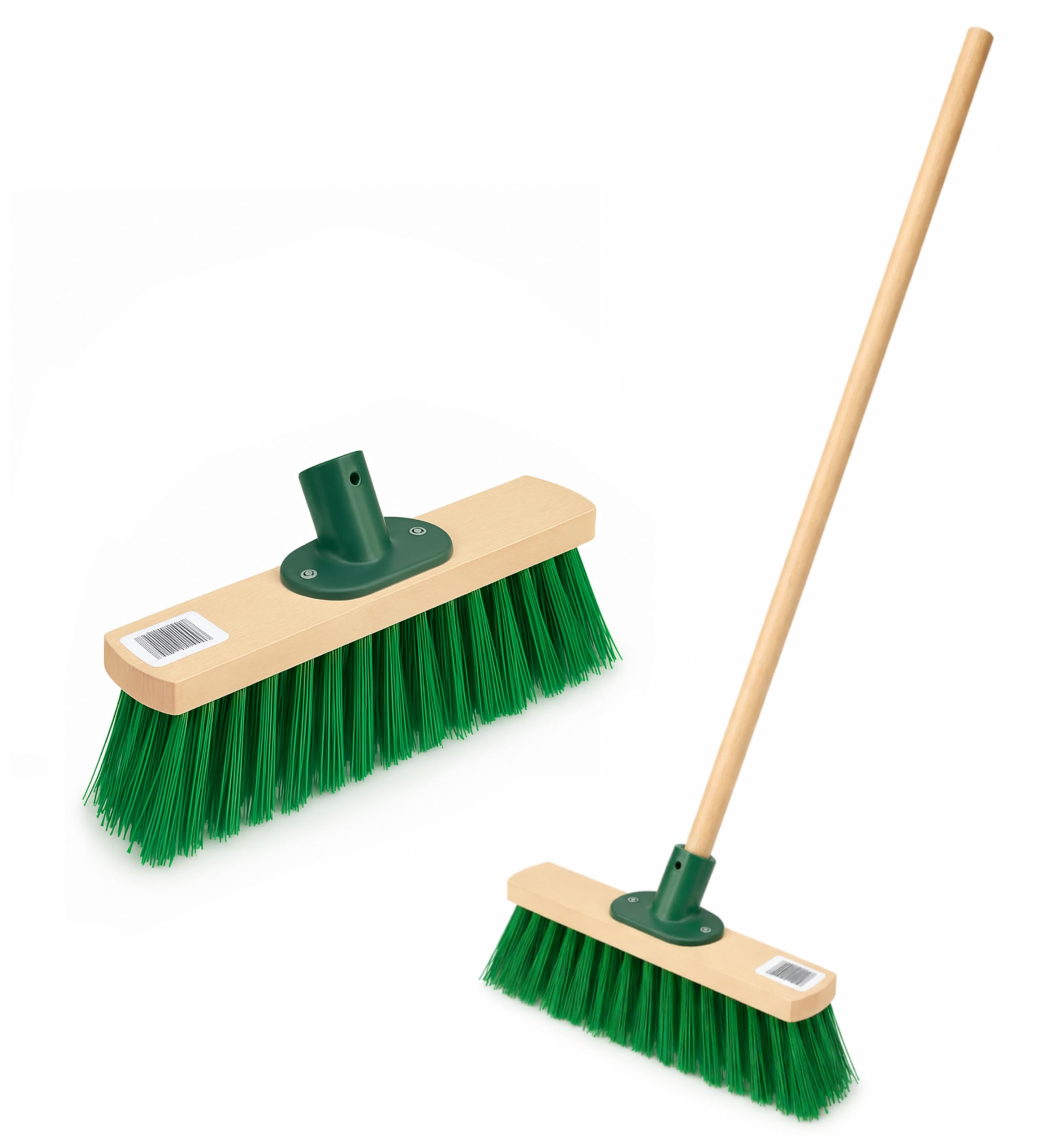 BH | 12" Outdoor Garden Broom | 1.2m Wooden Handle | Green | Stiff Bristles Yard Brush | Durable Hard Floor Sweeping Brush for Cleaning Gardens, Yards, Street Home, Garage and Driveway - by BEST HOUSE