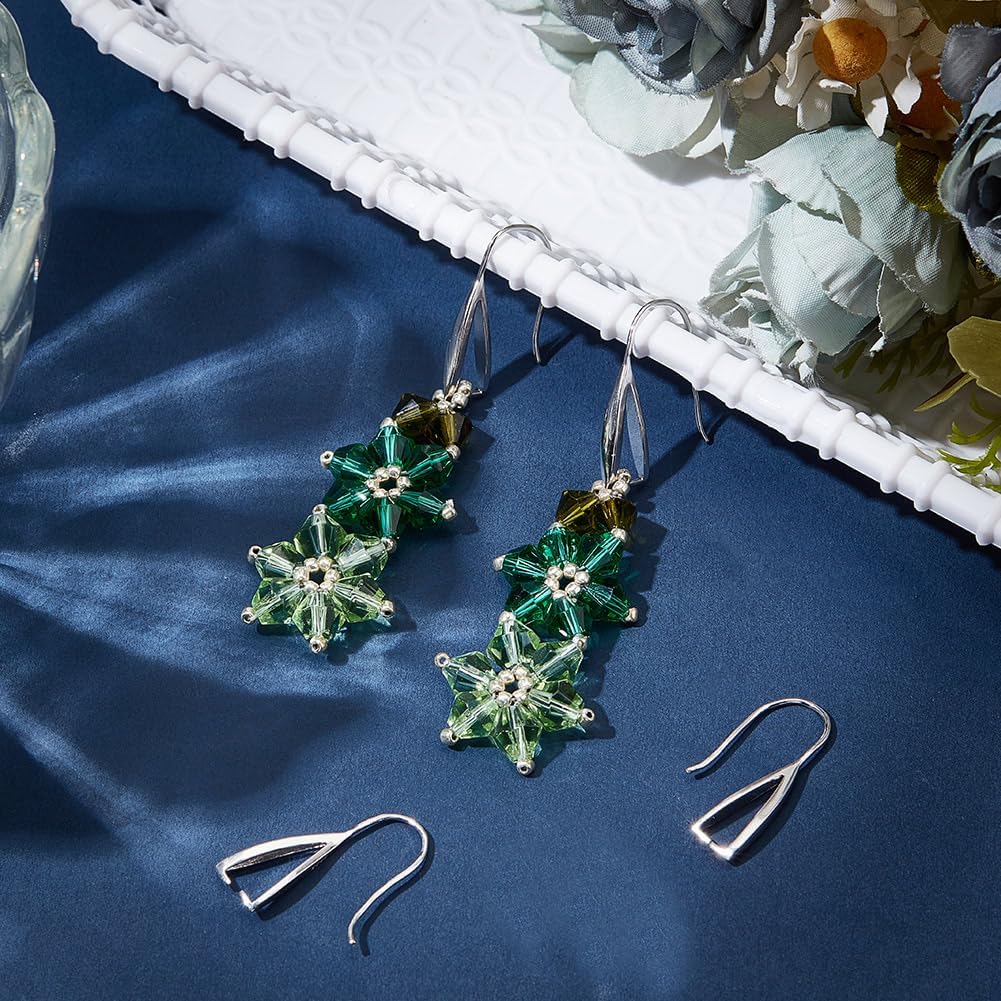 Beebeecraft 1 Box 4Pcs Earring Hooks Findings Rhodium Plated 925 Sterling Silver Pinch Bails Ear Wires with Polishing Cloth for Jewelry Making Earrings DIY Crafts Accessories - Image 4