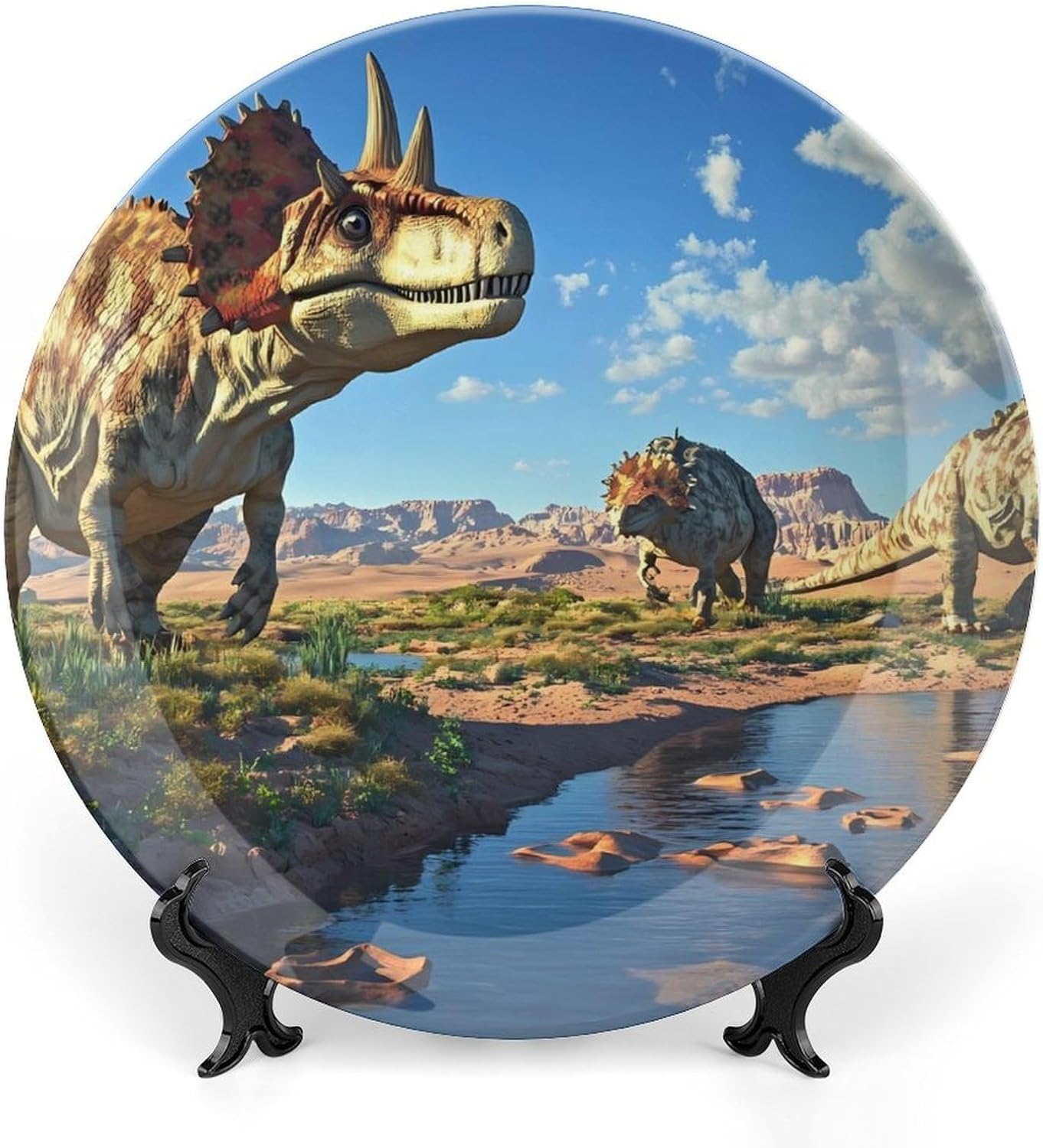 Dinosaurs Decorative Plate Tray Decor Trinket Dish Bone China Dinner Plates for Home Office Kitchen