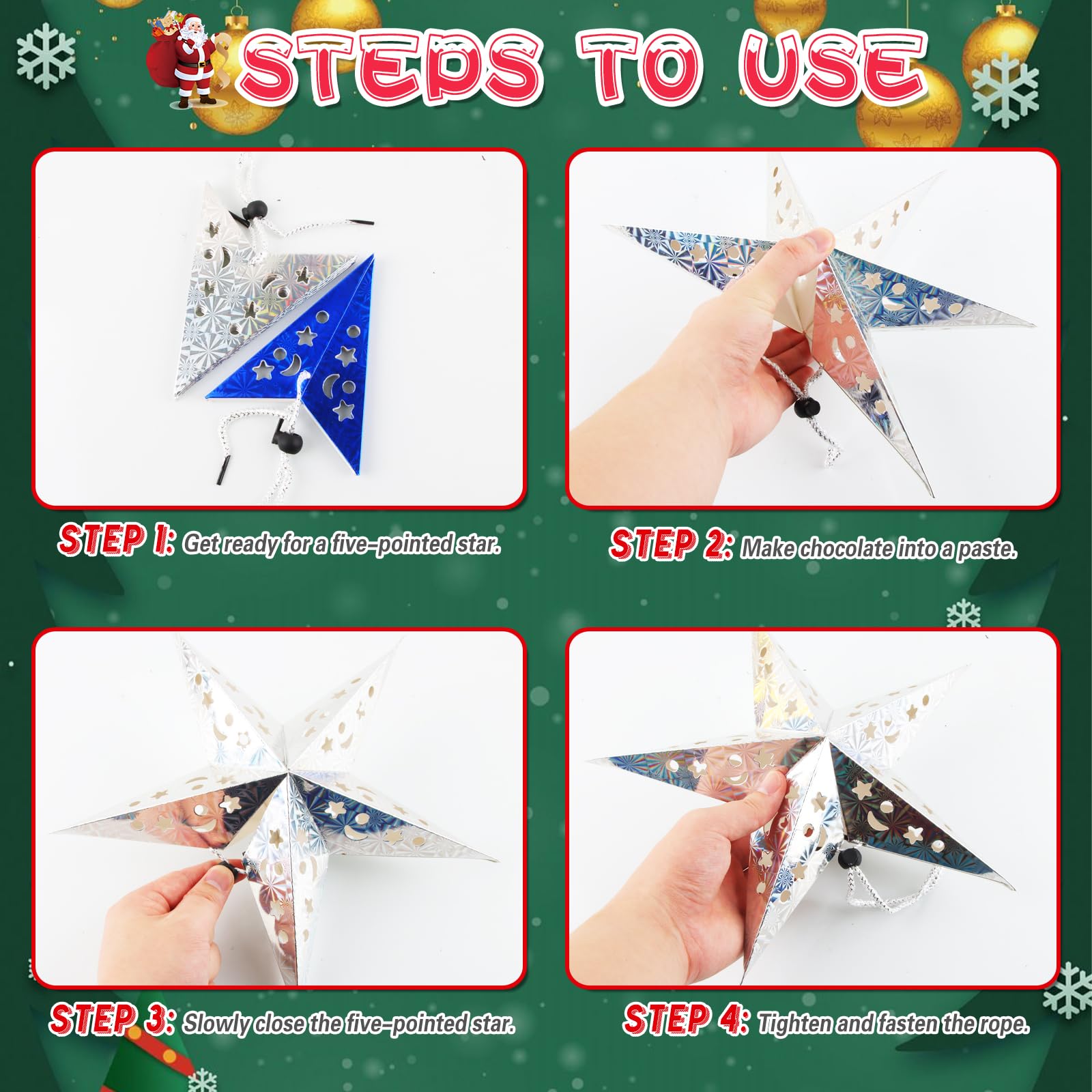 6 Faltbare Papiersterne (Ø 30 Cm) – Rot & Grün, Für Weihnachtsdeko, Als Lampenschirm Oder Party-Deko