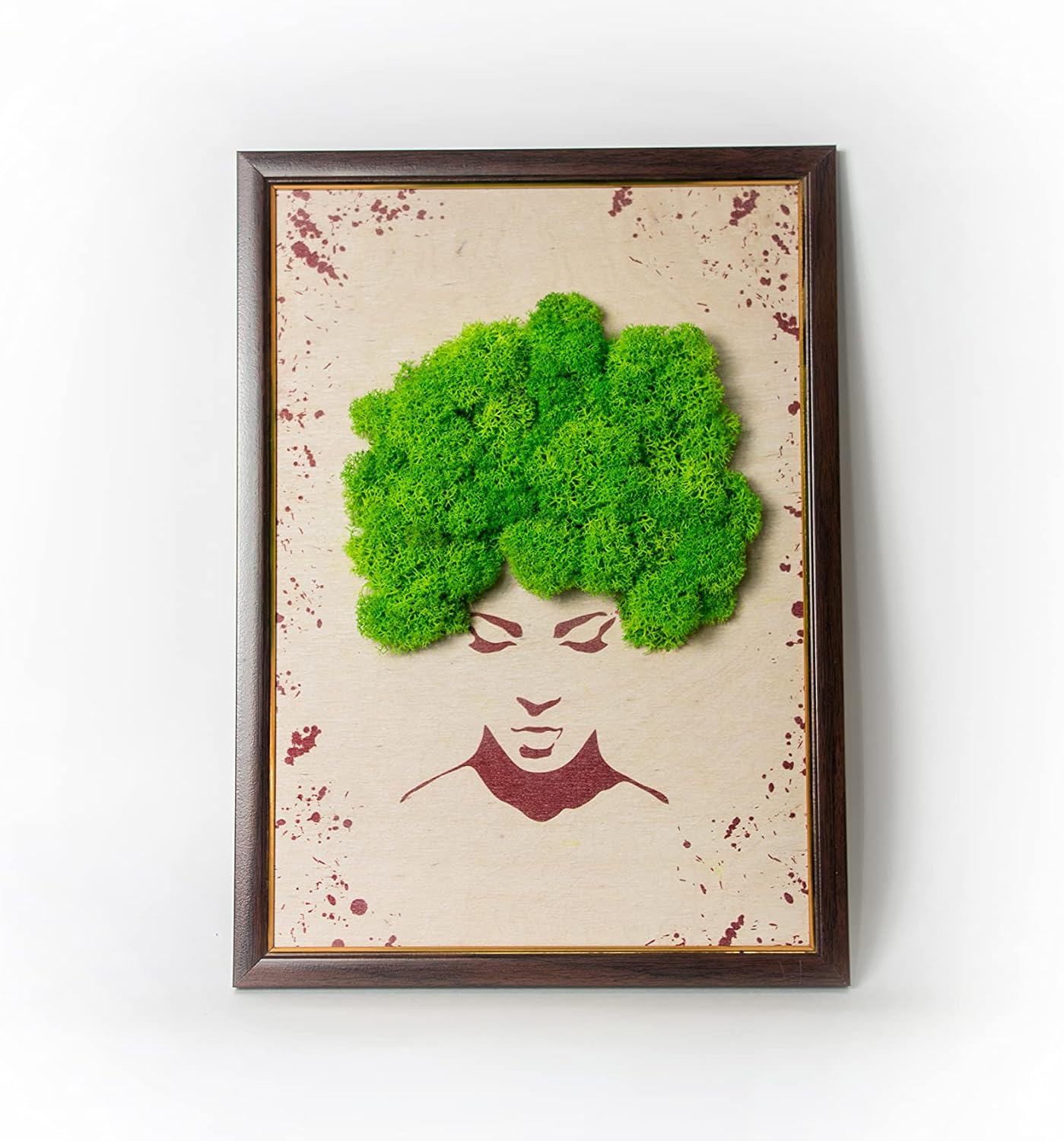 WDSLO Moss Art Wall Decor/ A3 Natural Picture with Moss/Florist Decor/Framed Natural Reindeer Moss/Art Moss Home Decor/Gift Ideas with Moss/Handmade Gifts (Apple Green)