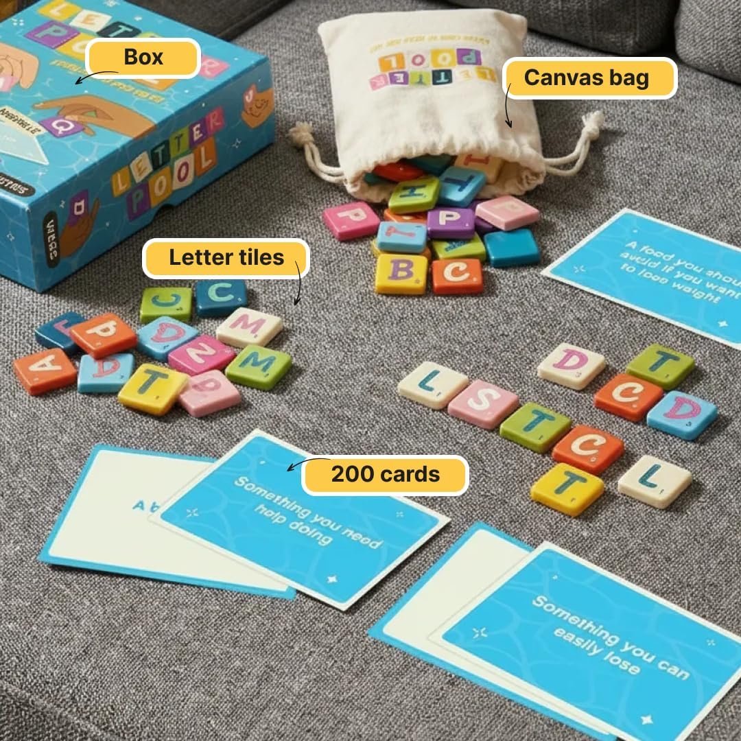 Letterpool: 2-6 Players Board Games for Adults, Family, Teens, Trivia, Word & Card Games Mixture, Fun & Easy to Learn Adult Party Games for Game Night (Packaging May Vary)
