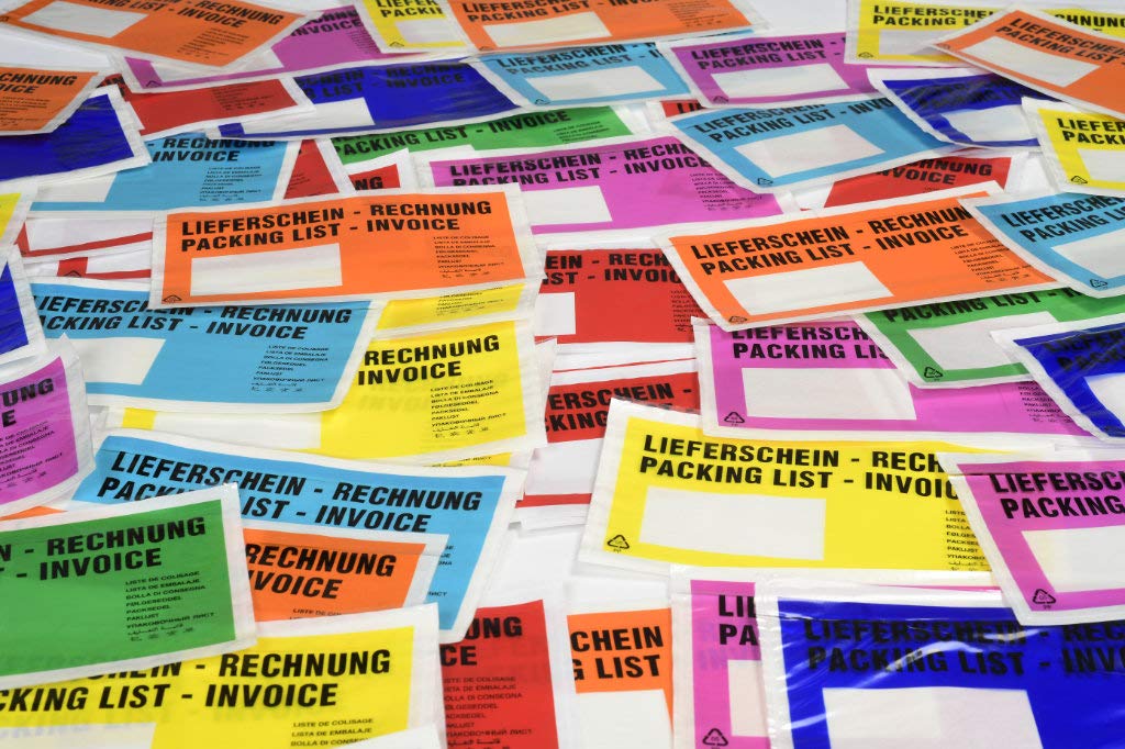 Lot de 1 000 Enveloppes d'Expédition Colis + 6 Bandes d'Emballage. Couleur : Bleu.