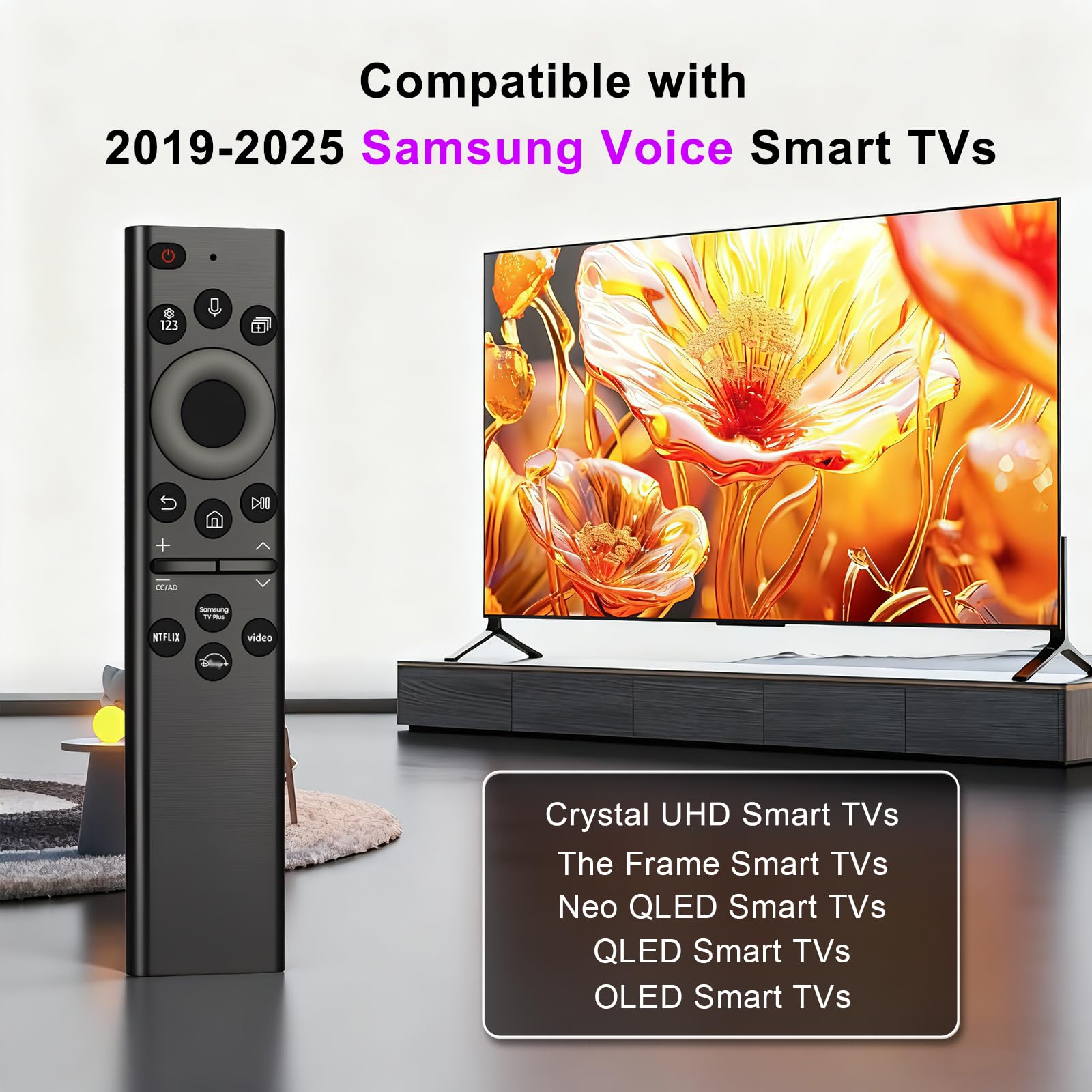 Luyeper Telecomando di ricambio per Samsung Smart TV 2019-2025 | Controllo vocale, facile installazione | Compatibile con telaio, Crystal UHD, serie QLED