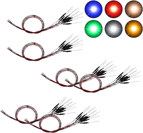 Vista 4 de Evemodel L0402B 20pcs pre-cableado SMD LED 0402 Bule Diodo emisor de luz 12V pre-soldado Micro Litz cable cable longitud 7.8 pulgadas (7.9 in)